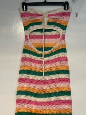 Lovers + Friends Crochet Swim Coverup Striped